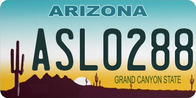 AZ license plate ASL0288