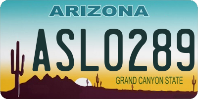 AZ license plate ASL0289