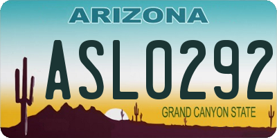 AZ license plate ASL0292