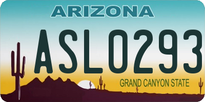 AZ license plate ASL0293