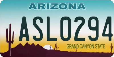 AZ license plate ASL0294