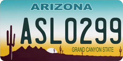 AZ license plate ASL0299