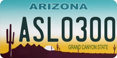 AZ license plate ASL0300