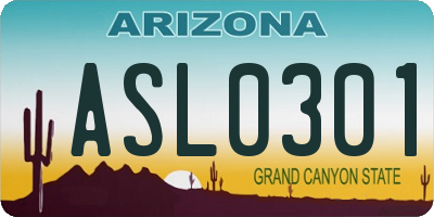 AZ license plate ASL0301