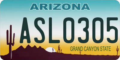 AZ license plate ASL0305