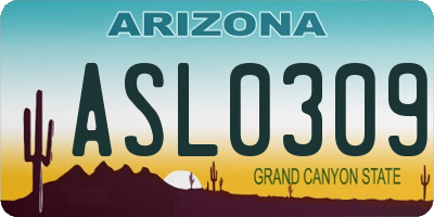 AZ license plate ASL0309