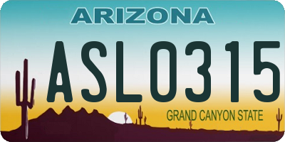 AZ license plate ASL0315