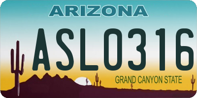 AZ license plate ASL0316
