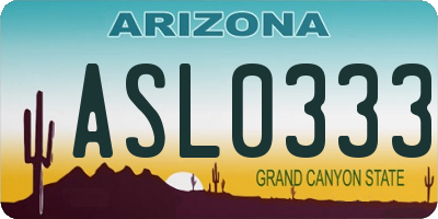 AZ license plate ASL0333