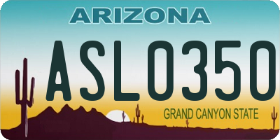 AZ license plate ASL0350