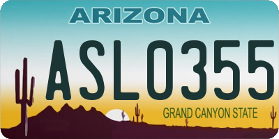 AZ license plate ASL0355