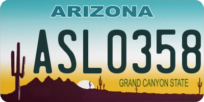 AZ license plate ASL0358