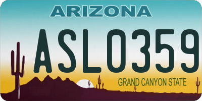 AZ license plate ASL0359