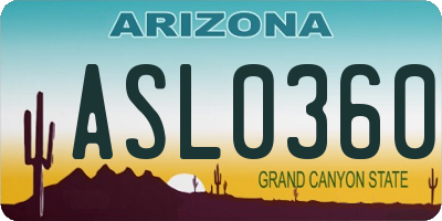 AZ license plate ASL0360