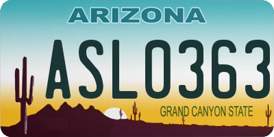 AZ license plate ASL0363
