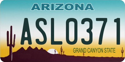 AZ license plate ASL0371