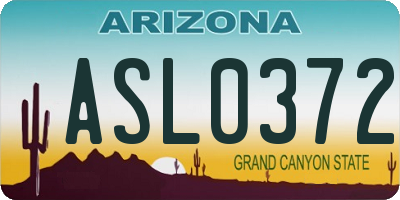 AZ license plate ASL0372