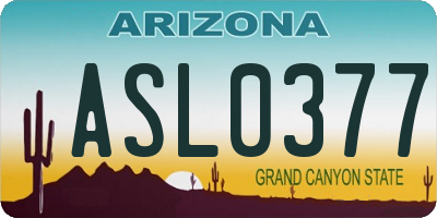 AZ license plate ASL0377