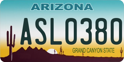 AZ license plate ASL0380