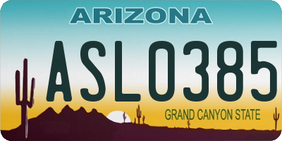 AZ license plate ASL0385