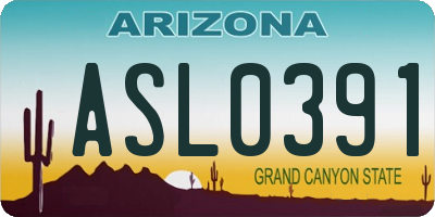 AZ license plate ASL0391