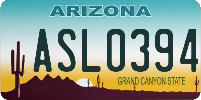 AZ license plate ASL0394