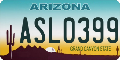 AZ license plate ASL0399