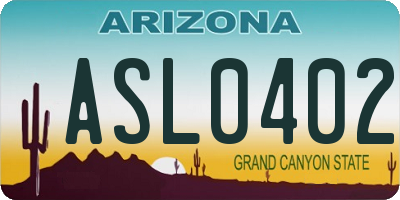AZ license plate ASL0402