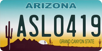 AZ license plate ASL0419