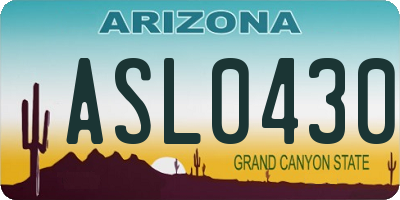 AZ license plate ASL0430