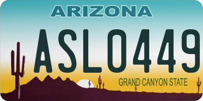 AZ license plate ASL0449