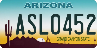 AZ license plate ASL0452