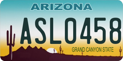 AZ license plate ASL0458