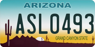 AZ license plate ASL0493