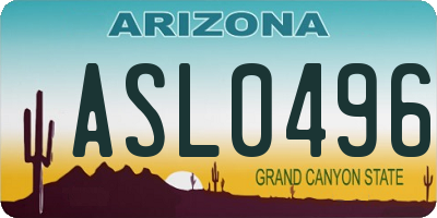 AZ license plate ASL0496