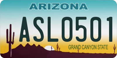 AZ license plate ASL0501