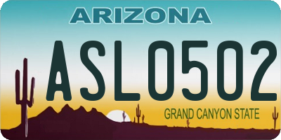 AZ license plate ASL0502