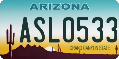 AZ license plate ASL0533