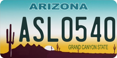 AZ license plate ASL0540