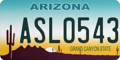 AZ license plate ASL0543