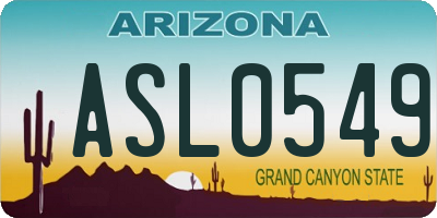 AZ license plate ASL0549