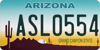 AZ license plate ASL0554