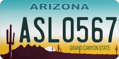 AZ license plate ASL0567