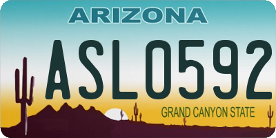 AZ license plate ASL0592