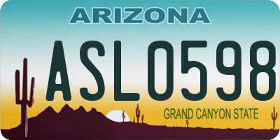 AZ license plate ASL0598