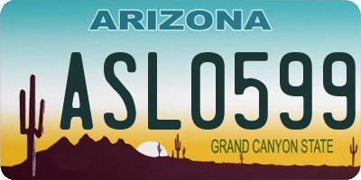 AZ license plate ASL0599