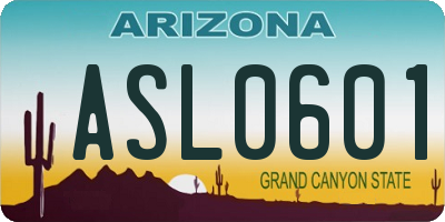 AZ license plate ASL0601