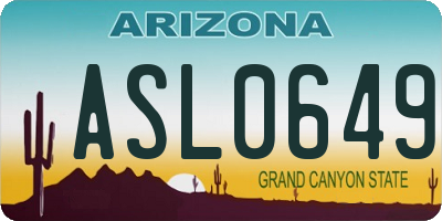 AZ license plate ASL0649