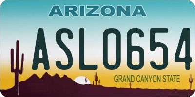 AZ license plate ASL0654