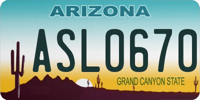 AZ license plate ASL0670